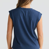 Cap Sleeve Jersey Tank - Navy