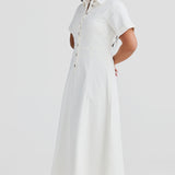 Core Denim Short Sleeve Dress - White Denim