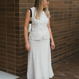 Slip Midi Skirt - White/Black Spot (Pre Order)