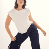 Cap Sleeve Jersey Tank - White