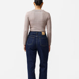 Zip Polo Knit Top - Taupe