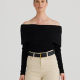 Core Wide Vegan Leather Belt - Black