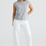 Cap Sleeve Jersey Tank - Grey Marl