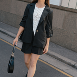 Adjustable Sleeve Blazer - Black