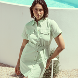 Pocket Shirt Mini Dress - Matcha