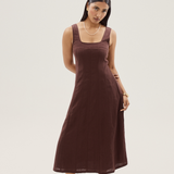 Panelled Midi Dress - Dark Espresso