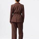Tailored Tie Blazer - Dark Chocolate Pinstripe