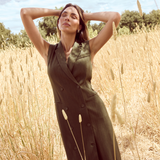 Double Breasted Midi Dress - Khaki