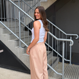 Adjustable Waist Pants - Dusty Peach