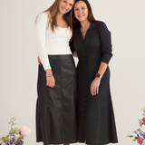Vegan Leather Panelled Skirt - Emerald