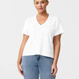 V Neck Relaxed T-Shirt - White (Pre Order)