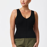 V-Neck Knit Tank - Black
