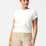 Cap Sleeve Knit Top - White
