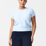 Cap Sleeve Knit Top - Powder Blue
