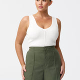 V-Neck Knit Tank - White