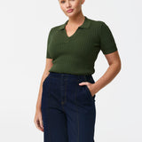 Polo Knit Top - Moss