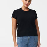 Cap Sleeve Knit Top - Navy