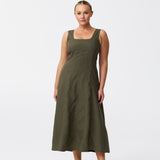 Panelled Midi Dress - Khaki