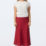 Slip A-Line Midi Skirt - Dark Cherry