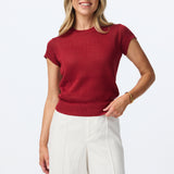 Knit Cap Sleeve Top - Dark Cherry
