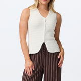 Textured Knit Vest - White