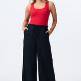 Paperbag Wide Leg Pant - Navy