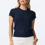 Knit Cap Sleeve Top - Navy