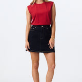 Denim A-Line Mini Skirt - Indigo