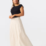 Panelled Midi Skirt - Natural
