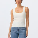 Square Neck Tank - White
