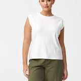 Cap Sleeve Jersey Tank - White