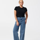 Tailored Pintuck Jeans - Mid Wash Blue