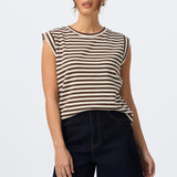 Cap Sleeve Jersey Tank - Chocolate Stripe