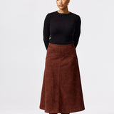 Vegan Suede A-Line Skirt - Cappuccino