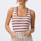 Scoop Neck Tank - Musk Pink Stripe