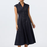 Cap Sleeve Shirt Dress - Navy