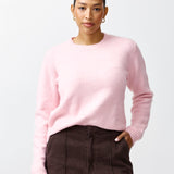 Long Sleeve Crew Neck Jumper - Soft Pink