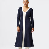 Contrast Panel Knit Midi Dress - Navy