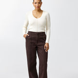 Tailored Pintuck Jeans - Chocolate