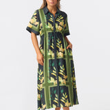 Drawstring Shirt Dress - Tropical Floral