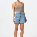 Denim Elasticated Shorts - Mid Blue Wash