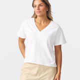 V Neck Relaxed T-Shirt - White