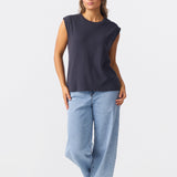 Cap Sleeve Jersey Tank - Navy