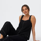 Contrast Stitch Top - Black