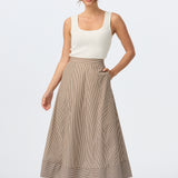 Cotton A-Line Skirt - Chocolate Stripe