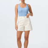Elasticated Denim Short - White