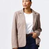 Herringbone Tailored Blazer - Taupe