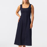 Denim Panelled Midi Dress - Indigo