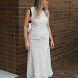 Slip Midi Skirt - White/Black Spot (Pre Order)