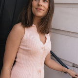 Sleeveless Buttoned Knit Top - Peach Marl